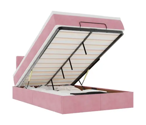 Ottomani Voodi Madratsiga, Roosa, 120X190 cm Samet