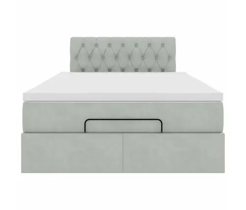 Ottomani Voodiraam Madratsiga, Helehall, 120X200cm Samet