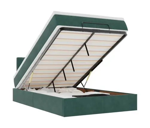 Osmaņu Gultas Rāmis Ar Matrača Tumši Zaļš 120X200Cm Samts Vidaxl