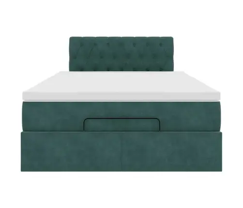 Osmaņu Gultas Rāmis Ar Matrača Tumši Zaļš 120X200Cm Samts Vidaxl