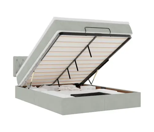 Ottomani Voodi Madratsiga, Helehall, 140X190cm Samet