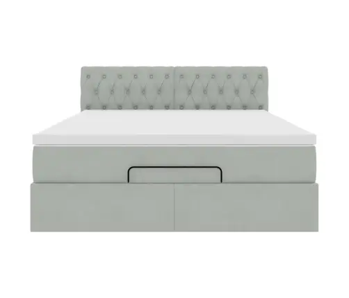 Ottomani Voodi Madratsiga, Helehall, 140X190cm Samet