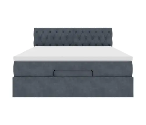 Osmanų Lovos Rėmas Su Čiužiniu, Pilkas, 140X190cm Aksomas