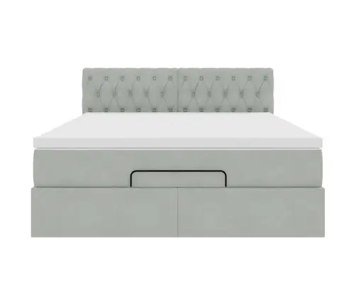 Osmaņu Gulta Ar Matraci, Gaiši Pelēks, 140X200 Cm, Samts Vidaxl