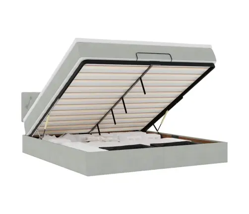 Osmaņu Gultas Rāmis Ar Matrača Gaiši Pelēks 160X200Cm Samts Vidaxl