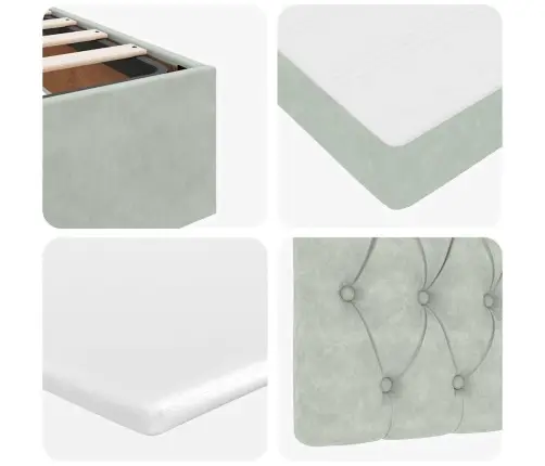 Osmaņu Gultas Rāmis Ar Matrača Gaiši Pelēks 160X200Cm Samts Vidaxl