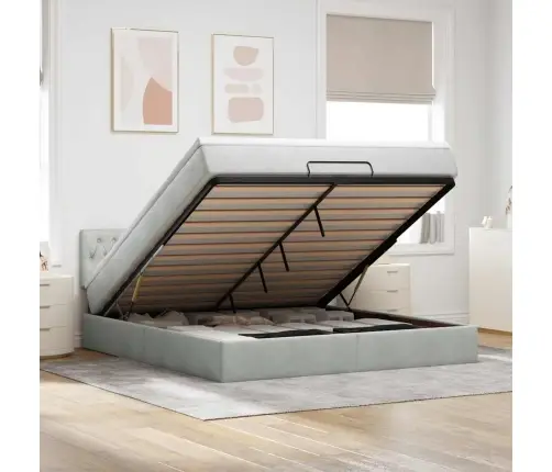 Osmaņu Gultas Rāmis Ar Matrača Gaiši Pelēks 160X200Cm Samts Vidaxl