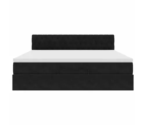 Ottomani Voodi Madratsiga, Must, 160X200 cm Samet