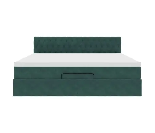 Ottomani Voodi Madratsiga, Tumeroheline, 160X200 cm Samet