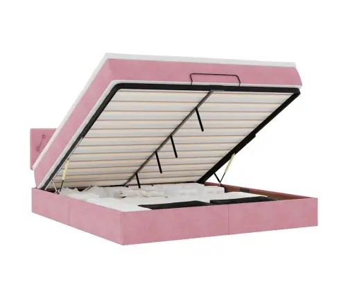 Osmaņu Gulta Ar Matraci, Rozā, 160X200 Cm, Samts Vidaxl