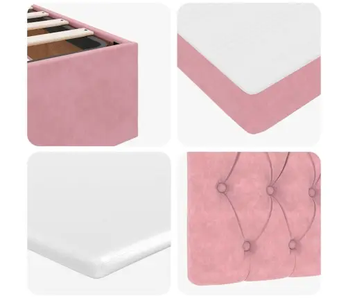 Osmaņu Gulta Ar Matraci, Rozā, 160X200 Cm, Samts Vidaxl