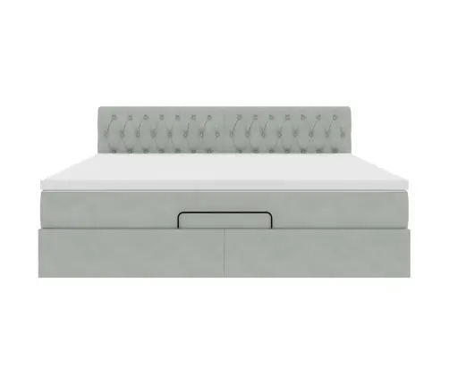 Ottomani Voodi Madratsiga, Helehall, 180X200cm Samet