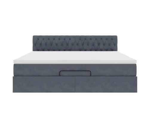 Osmanų Lova Su Čiužiniu Tamsiai Pilka 180X200Cm Velvet