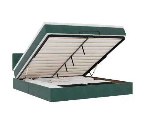 Osmaņu Gultas Rāmis Ar Matrača Tumši Zaļš 180X200 Cm Samts Vidaxl