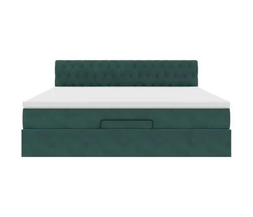 Osmaņu Gultas Rāmis Ar Matrača Tumši Zaļš 180X200 Cm Samts Vidaxl