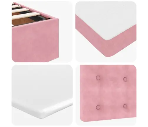 Osmaņu Gultas Rāmis Ar Matrača Rozā 80X200Cm Samts Vidaxl