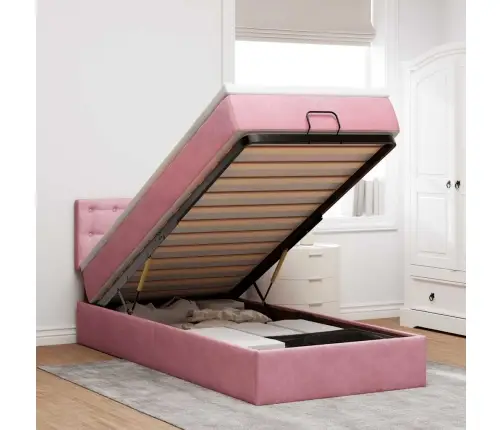 Osmaņu Gultas Rāmis Ar Matrača Rozā 80X200Cm Samts Vidaxl