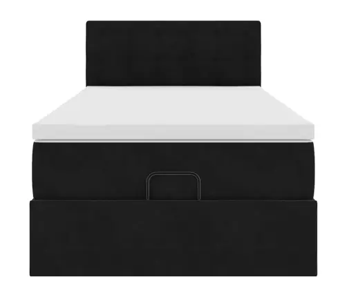Osmanų Lovos Rėmas Su Čiužiniu, Juodas, 90X190cm Aksomas