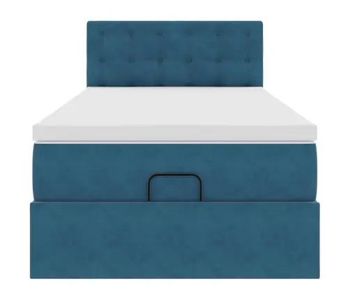 Ottomani Voodiraam Madratsiga, Tumesinine, 90X190cm Samet