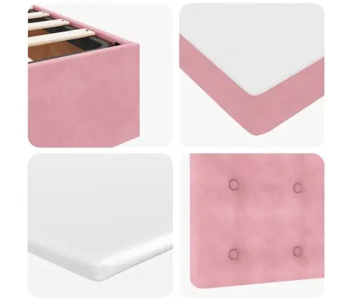 Ottomani Voodiraam Madratsiga, Roosa, 90X190cm Samet