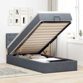 Osmaņu Gultas Rāmis Ar Matrača Tumši Pelēks 90X200Cm Samts Vidaxl