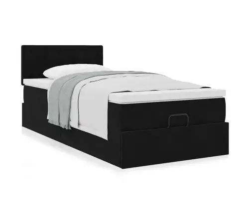 Osmaņu Gultas Rāmis Ar Matrača Melns 90X200Cm Samts Vidaxl