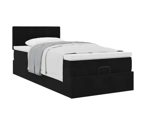 Osmaņu Gultas Rāmis Ar Matrača Melns 90X200Cm Samts Vidaxl