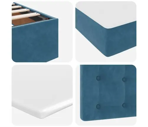 Osmaņu Gultas Rāmis Ar Matrača Tumši Zils 90X200Cm Samts Vidaxl