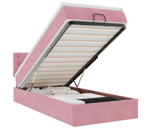 Ottomani Voodiraam Madratsiga, Roosa, 90X200cm Samet