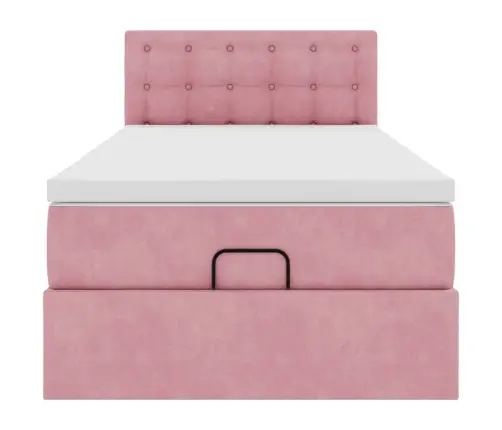 Ottomani Voodiraam Madratsiga, Roosa, 90X200cm Samet