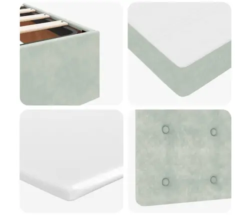 Ottomani Voodiraam Madratsiga, Helehall, 100X200cm Samet