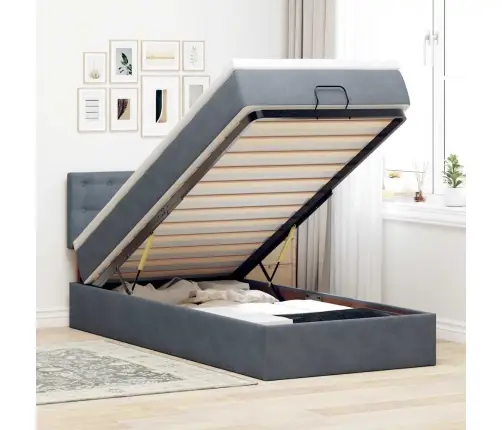 Osmaņu Gultas Rāmis Ar Matrača Tumši Pelēks 100X200Cm Samts Vidaxl