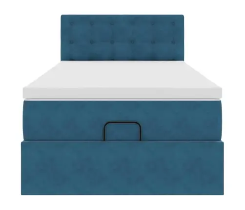 Osmaņu Gultas Rāmis Ar Matrača Tumši Zils 100X200Cm Samts Vidaxl