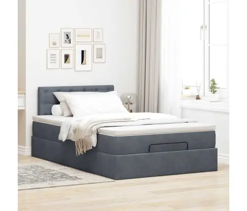 Ottomani Voodi Madratsiga, Tumehall, 120X190 cm Samet