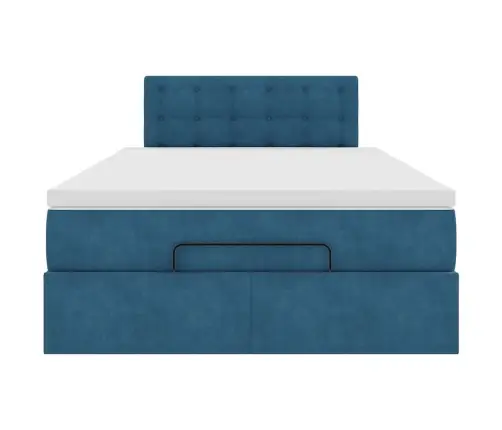 Osmaņu Gulta Ar Matraci, Tumši Zils, 120X190 Cm, Samts Vidaxl