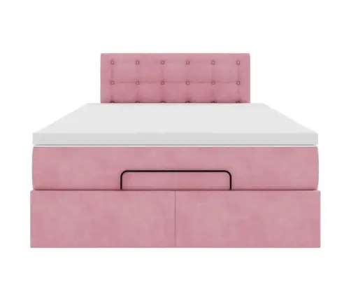 Osmaņu Gulta Ar Matraci, Rozā, 120X190 Cm, Samts Vidaxl