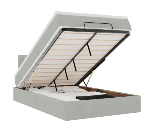 Osmaņu Gultas Rāmis Ar Matrača Gaiši Pelēks 120X200Cm Samts Vidaxl