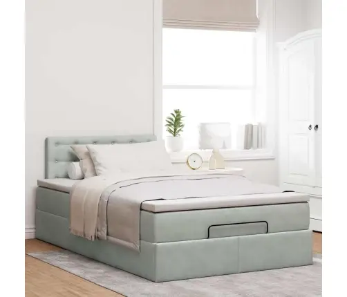 Osmaņu Gultas Rāmis Ar Matrača Gaiši Pelēks 120X200Cm Samts Vidaxl