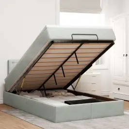 Osmaņu Gultas Rāmis Ar Matrača Gaiši Pelēks 120X200Cm Samts Vidaxl