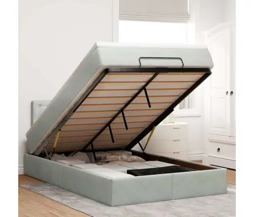 Osmaņu Gultas Rāmis Ar Matrača Gaiši Pelēks 120X200Cm Samts Vidaxl