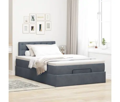 Ottomani Voodi Madratsiga, Tumehall, 120X200 cm Samet