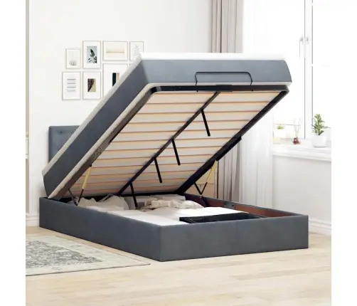 Ottomani Voodi Madratsiga, Tumehall, 120X200 cm Samet