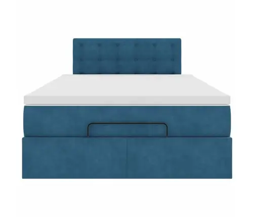 Osmaņu Gultas Rāmis Ar Matrača Tumši Zils 120X200Cm Samts Vidaxl