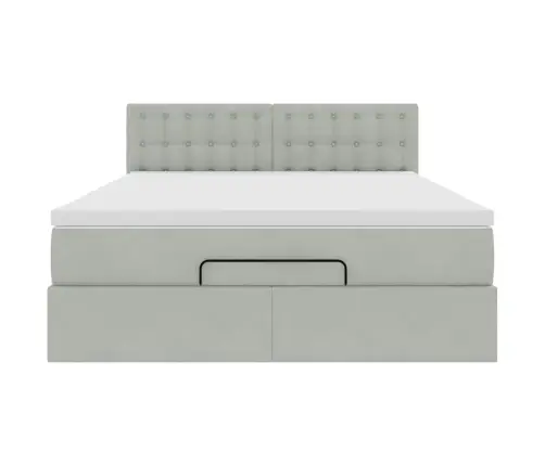 Ottomani Voodi Madratsiga, Helehall, 140X190cm Samet