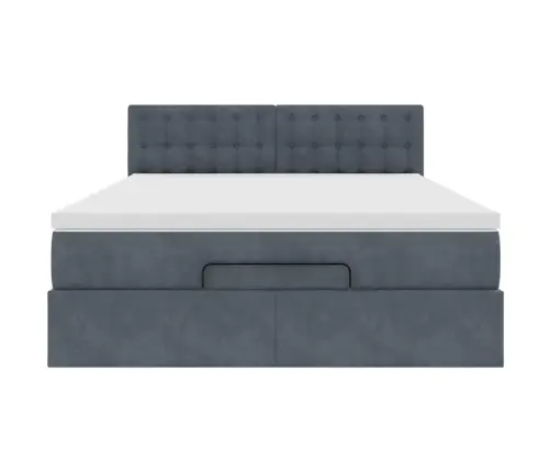 Osmaņu Gulta Ar Matraci, Tumši Pelēks, 140X190Cm, Samts Vidaxl