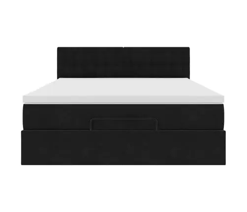 Osmaņu Gulta Ar Matraci, Melns, 140X190Cm, Samts Vidaxl