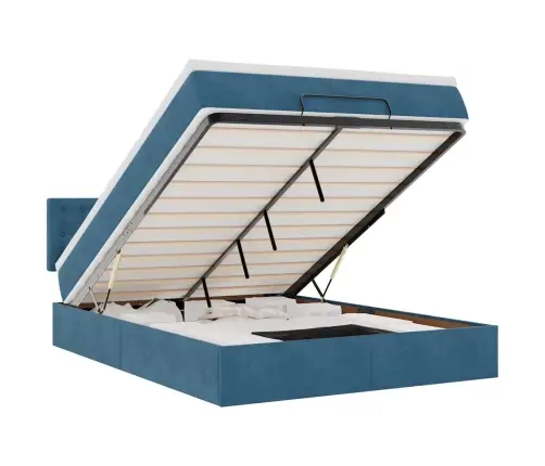 Osmaņu Gulta Ar Matraci, Tumši Zils, 140X190 Cm, Samts Vidaxl