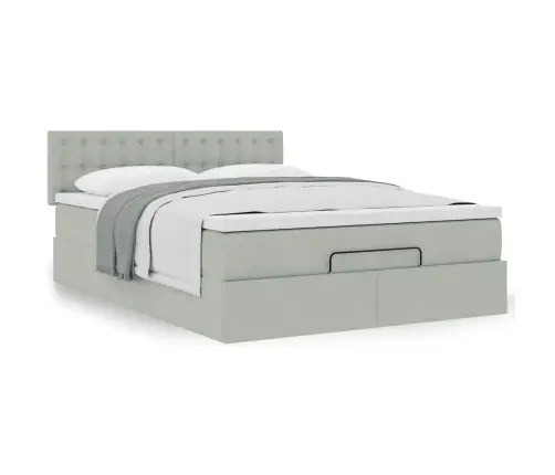 Osmaņu Gulta Ar Matraci, Gaiši Pelēks, 140X200 Cm, Samts Vidaxl