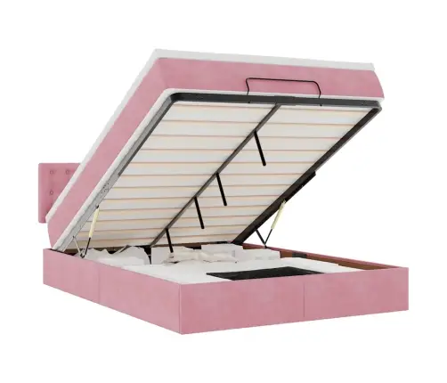 Osmaņu Gulta Ar Matraci, Rozā, 140X200Cm, Samts Vidaxl