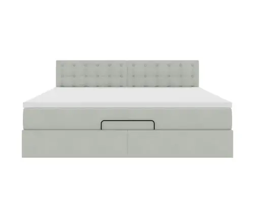 Ottomani Voodi Madratsiga, Helehall, 160X200 cm Samet